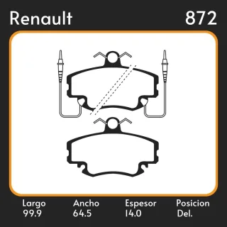 PASTILLAS DE FRENO  RENAULT R19 96/ - R21 90/ LAR. 99.9 ANC. 64.5 ESP. 14 POSC. DEL. GUARDADO (670) EQUIVALENCIAS FRAS LE PD/338-A LITTON 38841 FIMPEX