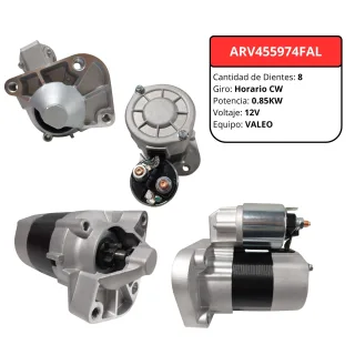 MOTOR DE ARRANQUE VALEO RENAULT CLIO SANDERO LOGAN MEGANE SCENIC FLUENCE 1.6 16V DIENTES 8 VOLTS 12V SENTIDO HORARIO POTENCIA 0.85KW OEM = 7711135849 
