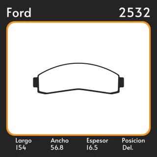 PASTILLAS DE FRENO  FORD RANGER 10/… LAR. 154 ANC. 56.8 ESP. 16.5 POSC. DEL. GUARDADO (871) EQUIVALENCIAS 45520 PD/365 3211 N/189 1738 22520