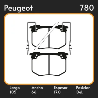 PASTILLAS DE FRENO  PEUGEOT 504 82/93 LAR. 105 ANC. 66 ESP. 17 POSC. DEL. GUARDADO (296) EQUIVALENCIAS FRAS LE PD/312-A LITTON 37472 MAZFREN 3030 FIMP
