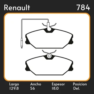 PASTILLAS DE FRENO COMPETICION RENAULT MEGANE I SEDAN (BA)(01/96-11/02) LAR. 129.8 ANC. 56 ESP. 18 POSC. DEL. GUARDADO (283)