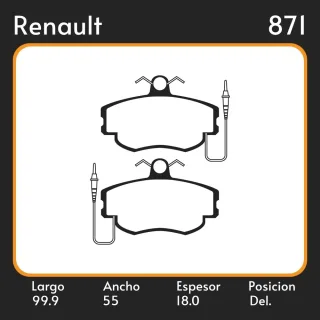 PASTILLAS DE FRENO  RENAULT TWINGO 93/ LAR. 99.9 ANC. 55 ESP. 18 POSC. DEL. GUARDADO (394) EQUIVALENCIAS MAZFREN 3055 FRAS LE PD/521-E FIMPEX 1064 LPR