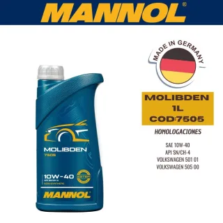 ACEITE SEMI-SINTETICO MANNOL  10W40 1L MOLIBDEN CAJA (X20U) API SN/CH4 - ACEA A3/B4