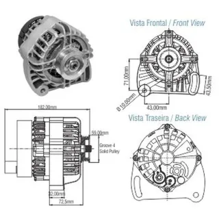 ALTERNADOR FIAT PALIO/ UNO 09< 12V 90A