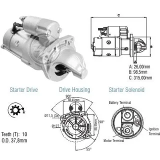ARRANQUE FORD CARGO-OMNIBUS MWM DIESEL/MOTOR ESTACIONARIO 4Y6 CIL VW 16.180-16.210-17.210-17.240/6.10 VOLTAJE 24V EQUI  9000453079  8200357  M100R 111