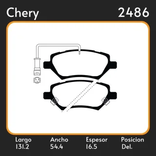PASTILLAS DE FRENO FOTON TUNLAND LIFAN X60  CHERY TIGGO 08/ LAR. 131.2 ANC. 54.4 ESP. 16.5 POSC. DEL. GUARDADO (982) EQUIVALENCIAS 6000 PD/1697 N/1489