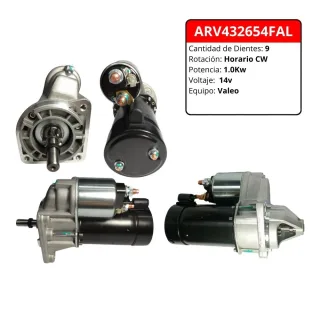 MOTOR DE ARRANQUE VALEO VOLSWAGEN GOL 1.6 / GOL AB9 MI 1.6 / GOL G3 1.6 / SAVEIRO 1.8 DIENTES 9 VOLTS 12V SENTIDO HORARIO POTENCIA 1.0KW OEM = D6RA49 