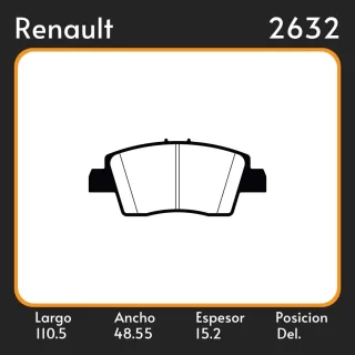 PASTILLAS DE FRENO  RENAULT  KWID 1.0 12V OUTSIDER 19/  LAR. 110.5 ANC. 48.55 ESP. 15.2 POSC. DEL. GUARDADO 1239 EQUIVALENCIA PD/1660  N/1229  51780  