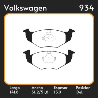 PASTILLAS DE FRENO  VOLKSWAGEN GOL 10/ - GOL TREND 10/ LAR. 141.8 ANC. 51,20    51,80 ESP. 15 POSC. DEL. GUARDADO (1039) EQUIVALENCIAS FRAS LE PD/1110