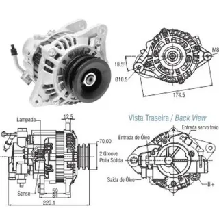 ALTERNADOR CON DEPRESOR MITSUBISHI L200 2.5 80AMP 12V