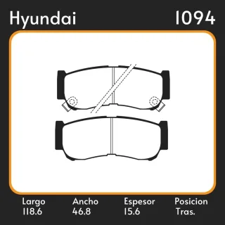 PASTILLAS DE FRENO  HYUNDAI SANTA FE II 06/07 LAR. 118.6 ANC. 46.8 ESP. 15.6 POSC. TRAS. GUARDADO (897) EQUIVALENCIAS 3214 PD/364-A 4721  05P1417  462