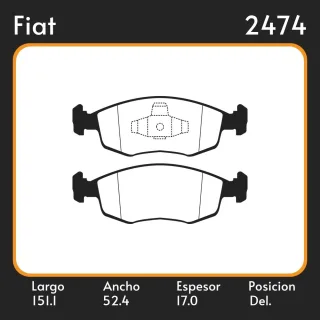 PASTILLAS DE FRENO  FIAT DOBLO PALIO IDEA STRADA PUNTO GRAND SIENA 12/ LAR. 151.1 ANC. 52.4 ESP. 17 POSC. DEL. GUARDADO (1057) EQUIVALENCIAS 3260 PD/8