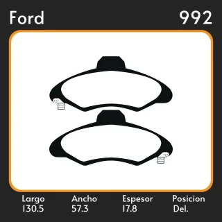 PASTILLAS DE FRENO VW POINTER 2.0-1.8  FORD ESCORT VII(02/95-02/99) LAR. 130.5 ANC. 57.3 ESP. 17.8 POSC. DEL. GUARDADO (503) EQUIVALENCIAS FRAS LE PD/
