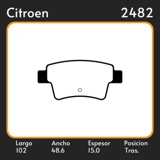 PASTILLAS DE FRENO PEUGEOT 408  CITROËN C4 GRAND PICASSO 07/ LAR. 102 ANC. 48.6 ESP. 15.3 POSC. TRAS. GUARDADO (951) EQUIVALENCIAS 1496 PD/1338 05P147