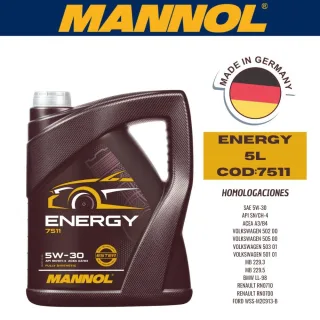 ACEITE SINTETICO MANNOL 5W30 5L ENERGY CAJA (X4U) API SN/CH-4 - ACEA A3/B4