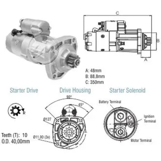 ARRANQUE JOHN DEERE TRACTORES 165J- 185J- 6600- 6605- 6615- 7165J- 7185J- 7500- 7505- 7515 12V