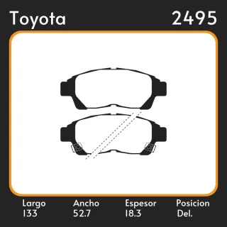 PASTILLAS DE FRENO  TOYOTA RAV 4 94/02 LAR. 133 ANC. 52.7 ESP. 18.3 POSC. DEL. GUARDADO (219) EQUIVALENCIAS 3268 PD/387 4307 05P561 39690