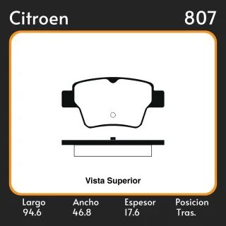 PASTILLAS DE FRENO CITROEN   PEUGEOT 307 S/SW/CABRIO-COUPE 04/- LAR. 94.6 ANC. 46.8 ESP. 17.6 POSC. TRAS. GUARDADO (849) EQUIVALENCIAS MAZFREN 3256 FR