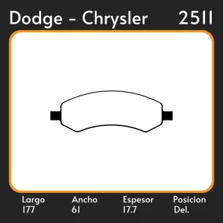 PASTILLAS DE FRENO  DODGE-CHRYSLER RAM 1508 06 / 07 LAR. 177.7 ANC. 61 ESP. 17.7 POSC. DEL. GUARDADO 1125 EQUIVALENCIAS PD/808 47360 3254