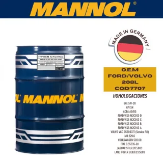 ACEITE SINTETICO MANNOL 5W30 O.E.M FORD/VOLVO 208L CAJA (X1U) API SN - ACEA A5/B5 – ILSAC GF4