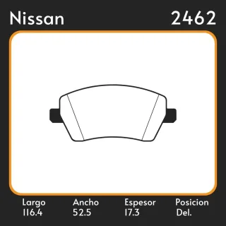 PASTILLAS DE FRENO NISSAN   RENAULT DUSTER MOTOR 1600 11/  CAPTUR LAR. 116.4 ANC. 52.5 ESP. 17.3 POSC. DEL. GUARDADO (1075) EQUIVALENCIAS 45410 PD/138