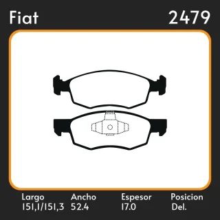 PASTILLAS DE FRENO  FIAT GRAND SIENA 13/ LAR. 151,1/150,3 ANC. 52.4 ESP. 17 POSC. DEL. GUARDADO (735) EQUIVALENCIAS 3231 PD/494 1821 05P756 40760