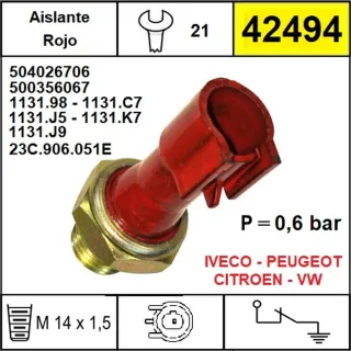 BULBO DE ACEITE PEUGEOT BOXER 2.3 09' - 17' / CITROEN JUMPER 2.3 09' - 17' / VW CAMIONES DELIVERY 6. 170 3.0 F1C / IVECO 365S14 08'-19' / 70C16 08'-11