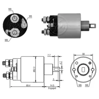 SOLENOIDE INDIEL 12V AGRALE TRACTOR 4230- CATERPILLAR 3126