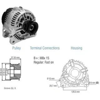 ALTERNADOR VW GOL/CADDY/POLO/ PASSAT/ TRANSPORTER 1990 AL 86 12V 70AMP