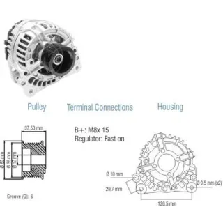 ALTERNADOR AUDI A3/1.6,1.8 TT/1.8 S3 SEAT VW BORA-GOLF-VENTO VOLTAJE 12 EQUIVALENCIAS  028903028D  0 124 325 011  	0 124 325 032  0 124 325 074   0 12