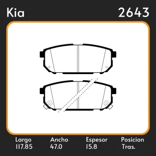PASTILLAS DE FRENO  KIA SORENTO 02/ LAR. 117.85 ANC. 47 ESP. 15.8 POSC. TRAS. GUARDADO 832 EQUIVALENCIAS FRAS LE PD/668  COBREQ  N/1248  LITTON  40090