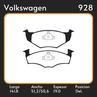 PASTILLAS DE FRENO  VOLKSWAGEN POLO 96/97 DISCO SOLIDO LAR. 141.8 ANC. 51,2/50,6 ESP. 19 POSC. DEL. GUARDADO (370) EQUIVALENCIAS MAZFREN 3069 FRAS LE 