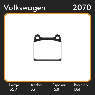 PASTILLAS DE FRENO  VOLKSWAGEN ESCARABAJO 83/ LAR. 55.7 ANC. 53 ESP. 15 POSC. DEL. GUARDADO (237) EQUIVALENCIAS 1242 PD/5 05P025 37360