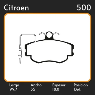 PASTILLAS DE FRENO CITROEN FIAT DUNA PEUGEOT 205   RENAULT FUEGO 1.4 - 1.6 - 2.0 80/85 LAR. 99.7 ANC. 55 ESP. 18 POSC. DEL. GUARDADO (199) EQUIVALENCI