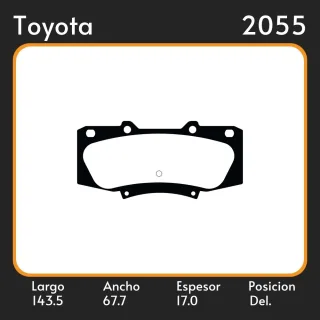 PASTILLAS DE FRENO  TOYOTA HILUX VIGO 4WD 08/ LAR. 143.5 ANC. 67.7 ESP. 17 POSC. DEL. GUARDADO (981) EQUIVALENCIAS 3195 PD/1098 5200 22549 47700