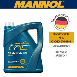 ACEITE MINERAL  MANNOL 20W50 4L SAFARI CAJA (X4U) API SN/CH-4 - ACEA A3/B4