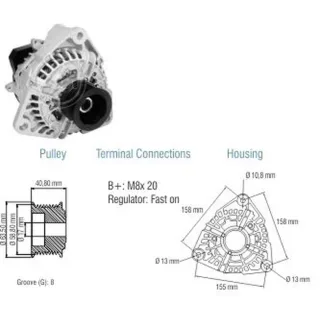 ALTERNADOR MERCEDES BENZ 1318/1618/1728/2423/2428 80AMP 24V