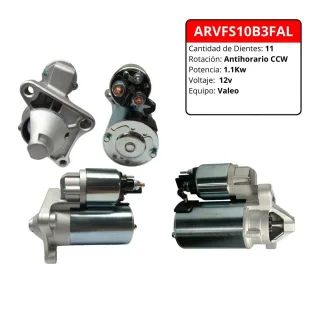 MOTOR DE ARRANQUE VALEO RENAULT CLIO SANDERO LOGAN MEGANE SCENIC FLUENCE 1.6 16V DIENTES 8 VOLTS 12V SENTIDO HORARIO POTENCIA 0.85KW OEM = 7711135849 