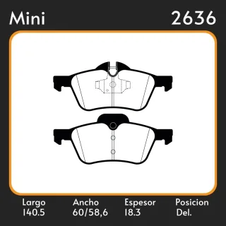 PASTILLAS DE FRENO  TOYOTA HILUX-INNOVA  MINI MINI ONE 1.4-1.6 16V 01/ LAR. 140.5 ANC. 60,0 58,6 ESP. 18.3 POSC. DEL. GUARDADO 823 EQUIVALENCIAS FRAS 