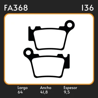 PASTILLAS DE FRENO  HUSQVARNA MUCHOS MODELOS  // KTM MUCHOS MODELOS LAR. 64 ANC. 41.8 ESP. 9.5 POSC. TRAS. GUARDADO FA 368
