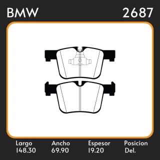PASTILLA DE FRENO BMW SERIE 3 328I - 335I 2.0-3.0 V6 10/ ALTO 69,90 ANCHO 148.30 ESPESOR 19.20 POSICION DELANTERA 1103