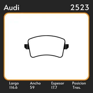 PASTILLAS DE FRENO  AUDI A4 AVANT (8K5, B8), 04/08 - LAR. 116.6 ANC. 59 ESP. 17.7 POSC. TRAS. GUARDADO (1080) EQUIVALENCIAS PD/1686 48450 3232