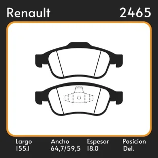 PASTILLAS DE FRENO COMPETICION RENAULT DUSTER MOTOR 2000 11/ LAR. 155.1 ANC. 64,7/59,5 ESP. 18 POSC. DEL. GUARDADO (1033)