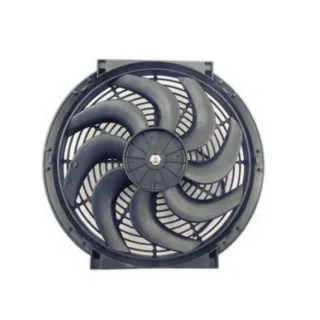ELECTROVENTILADOR UNIVERSAL FLUJO: ASP. - SOP. | GIRO: HOR. - ANTIHOR. |  EXT. 14" | VOLTAJE: 12 V | POT. 160 W | CAUDAL: 2074 M3|H | ALTURA: 80 MM | 