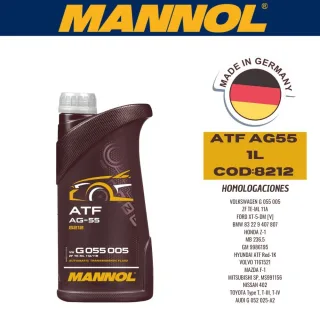 ACEITE TRANSMISION SINTETICO MANNOL AG55 1L ATF CAJA (X20U) VW G 055005 A1/A2/A6 - MB 236,15