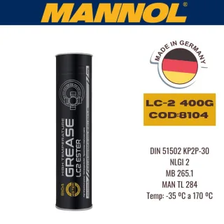 GRASA MANNOL LC2 (GRASA DE ALTA TEMPERATURA) 400G TEMP: -35 ºC A 170 ºC CAJA (X24U)