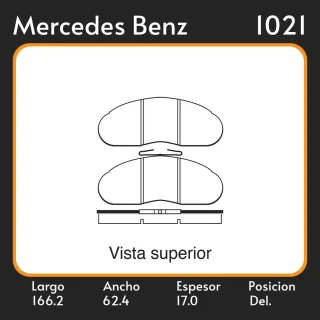 PASTILLAS DE FRENO  MERCEDES BENZ 180 D 90/94 - MB 100 90/94 LAR. 166.2 ANC. 62.4 ESP. 17 POSC. DEL. GUARDADO (117) EQUIVALENCIAS 3059 PD/108 4413 05P