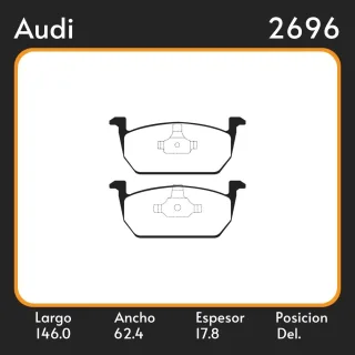 PASTILLA DE FRENO AUDI A1 VOLKSWAGEN ALTO 62,40 ANCHO 146,00 ESTIMADOR 17,80 POSICION DELANTERA 1270