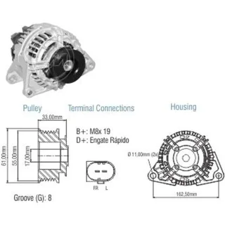 ALTERNADOR IVECO VERTIS 2010 AL2012 12V 90AMP