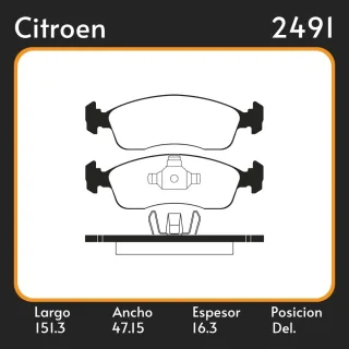 PASTILLAS DE FRENO PEUGEOT 2008 CITROEN C3  FIAT ARGO MOBI UNO  PALIO ATTRAC 1.0 1.4    11 / LAR. 151.3 ANC. 47.15 ESP. 16.3 POSC. DEL. GUARDADO (1048